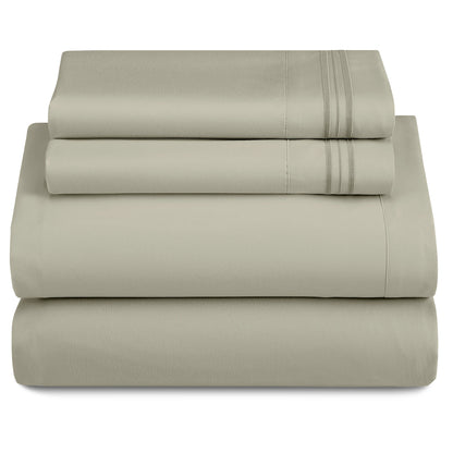 LUX Décor Sheet Set - 3 Piece Ultra-Soft Microfiber Bed Sheets with Flat Sheet, 16 Inches Deep Pocket Fitted Sheet