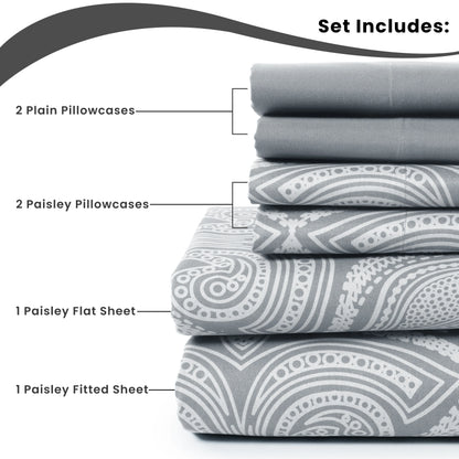 6Pc Paisley Sheet Set – Soft  Luxurious Printed Sheets