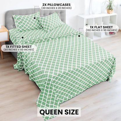 4Pc Quatrefoil Sheet Set Luxurious Printed Bed Sheets