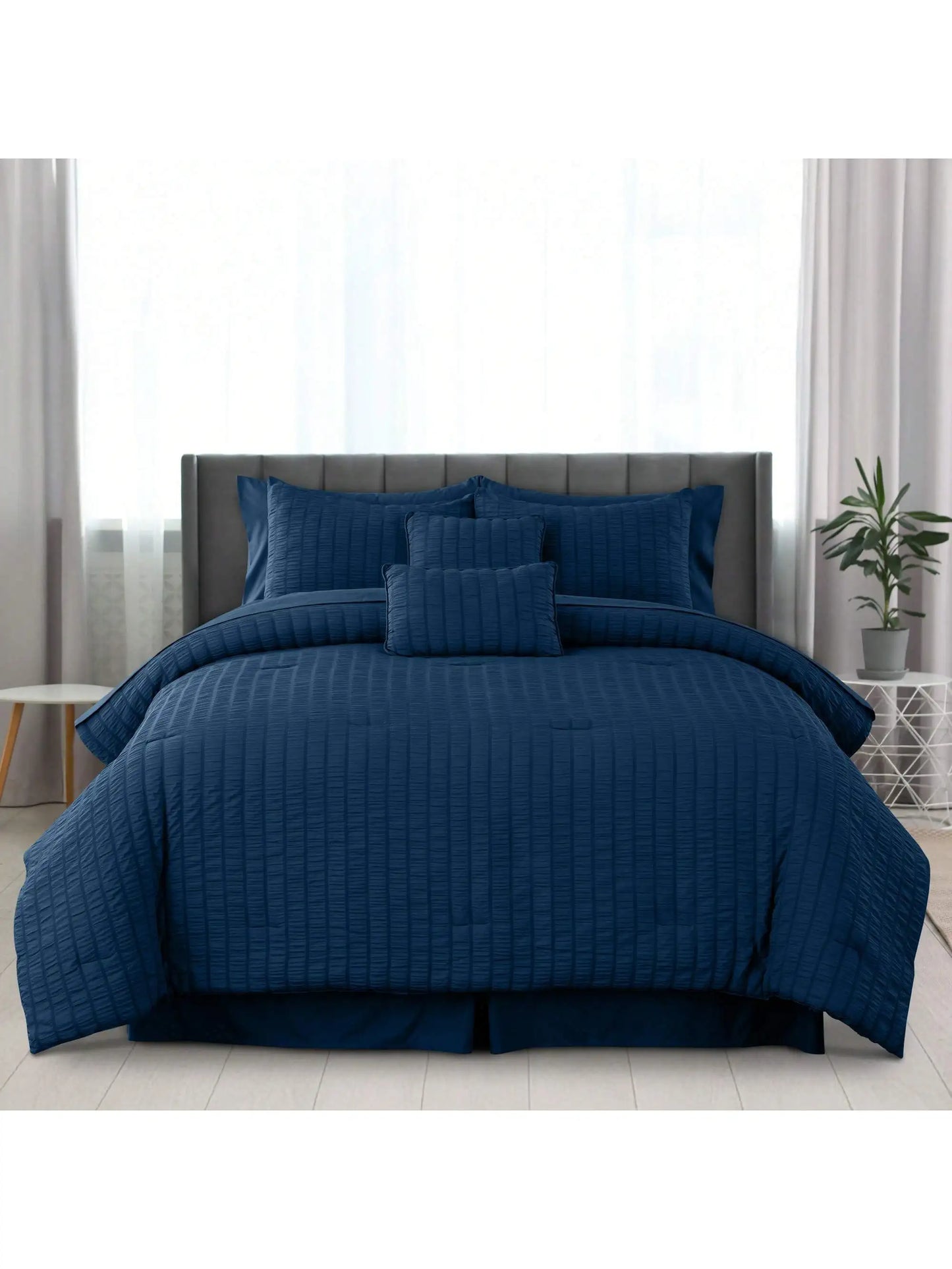 10 Piece Comforter Set, Seersucker Bed in a Bag