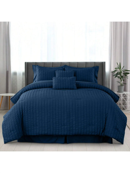10 Piece Comforter Set, Seersucker Bed in a Bag