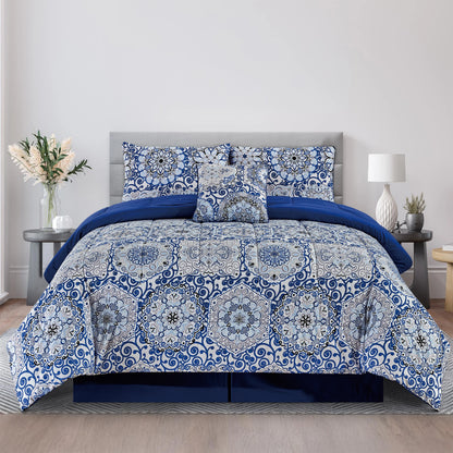 5pc Comforter Set, Printed Bedding Set, Bed in a Bag