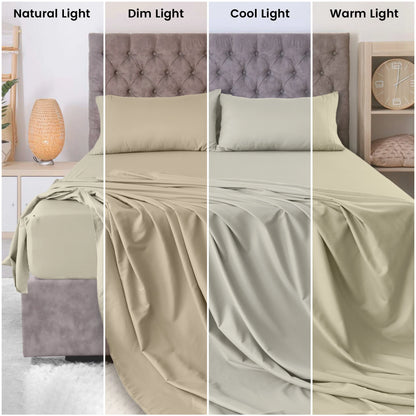 LUX Décor Sheet Set - 3 Piece Ultra-Soft Microfiber Bed Sheets with Flat Sheet, 16 Inches Deep Pocket Fitted Sheet