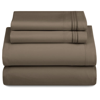 LUX Décor Sheet Set - 3 Piece Ultra-Soft Microfiber Bed Sheets with Flat Sheet, 16 Inches Deep Pocket Fitted Sheet
