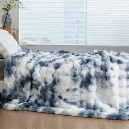 Soft Cozy Faux Fur Rabbit Blanket, Warm Thick