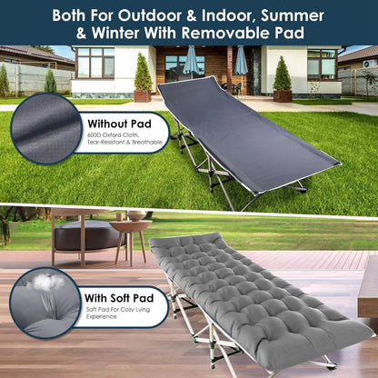Foldable Portable Bed,  Lounge Chair with Foam Mattress