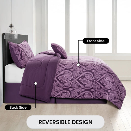 5pc Comforter Set, Printed Bedding Set, Bed in a Bag