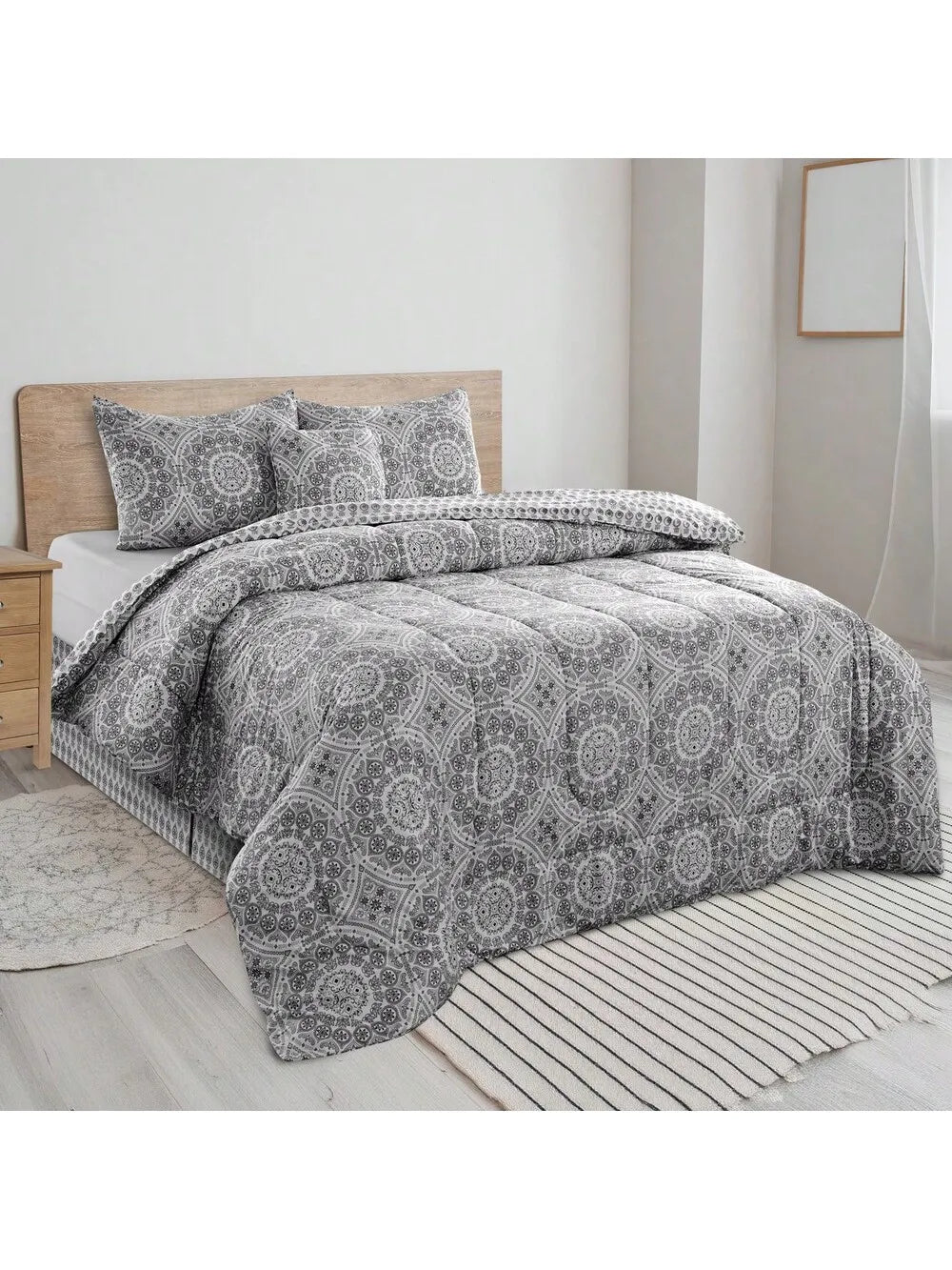 5pc Comforter Set, Printed Bedding Set, Bed in a Bag