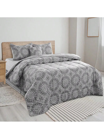 5pc Comforter Set, Printed Bedding Set, Bed in a Bag