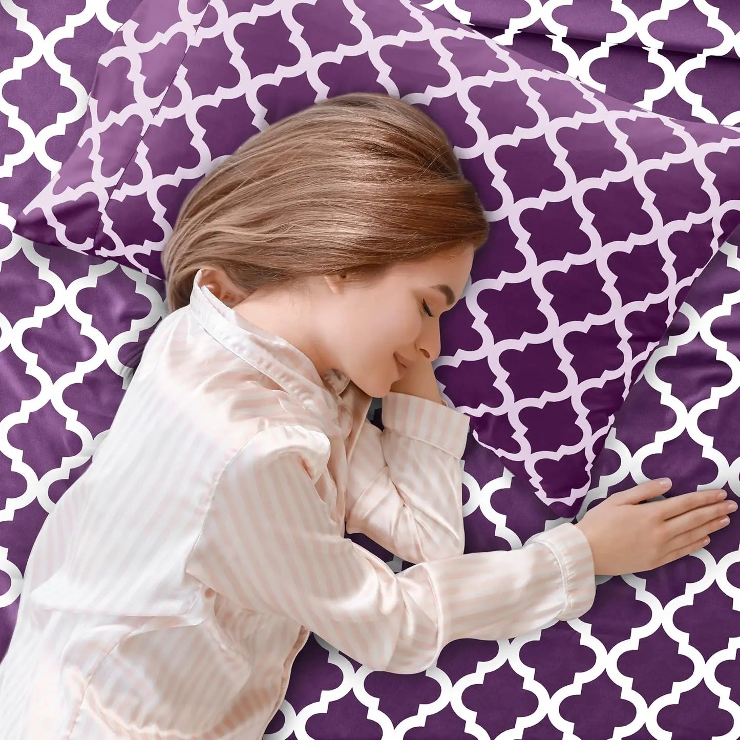 4Pc Quatrefoil Sheet Set Luxurious Printed Bed Sheets
