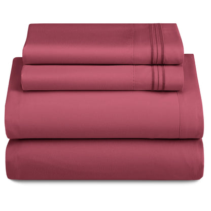 LUX Décor Sheet Set - 3 Piece Ultra-Soft Microfiber Bed Sheets with Flat Sheet, 16 Inches Deep Pocket Fitted Sheet