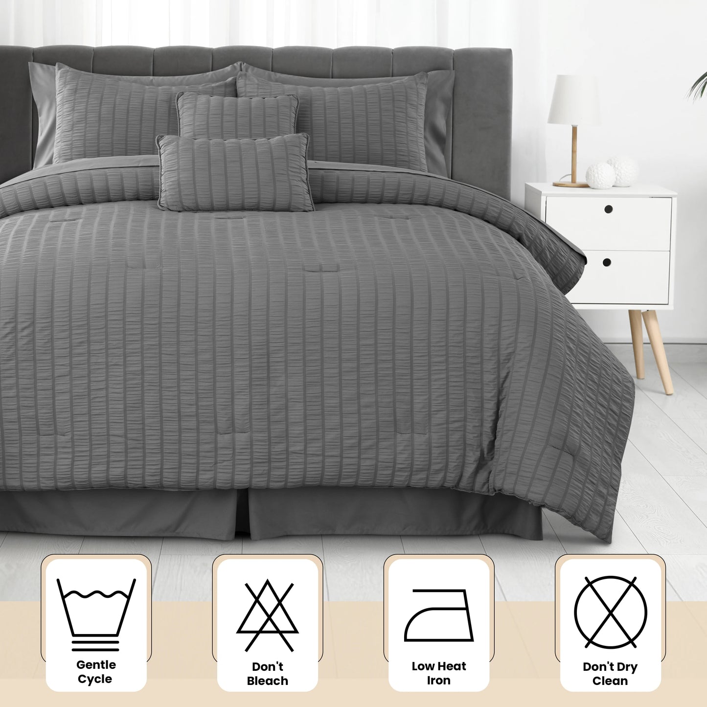 10 Piece Comforter Set, Seersucker Bed in a Bag