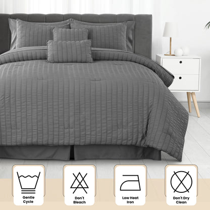 10 Piece Comforter Set, Seersucker Bed in a Bag