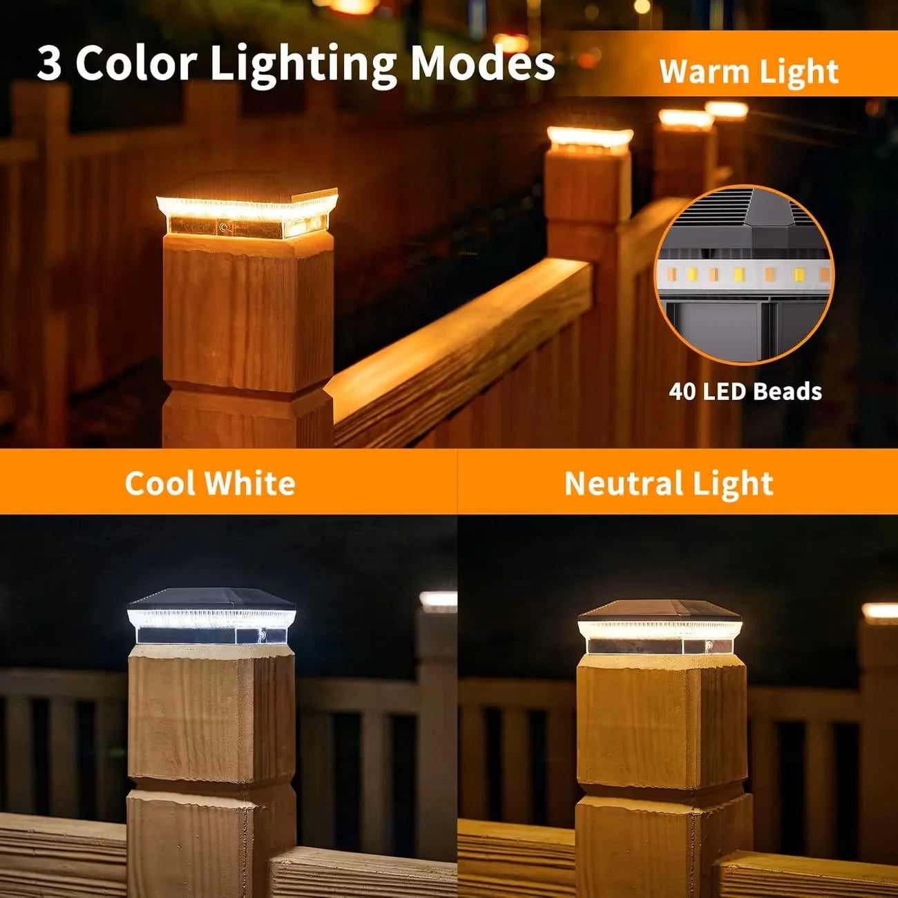 6/12 Pack 4x4 Solar Post Lights Outdoor