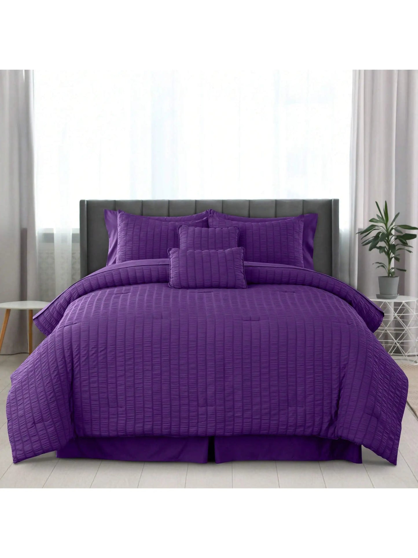 10 Piece Comforter Set, Seersucker Bed in a Bag