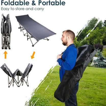 Foldable Portable Bed,  Lounge Chair with Foam Mattress