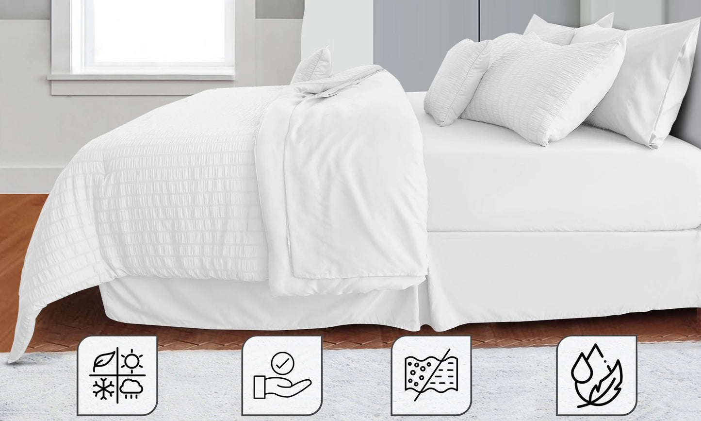 10 Piece Comforter Set, Seersucker Bed in a Bag