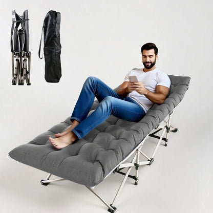 Foldable Portable Bed,  Lounge Chair with Foam Mattress