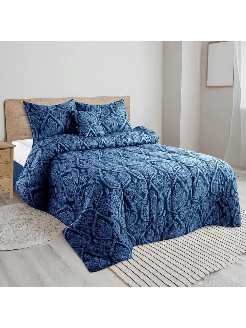 5pc Comforter Set, Printed Bedding Set, Bed in a Bag