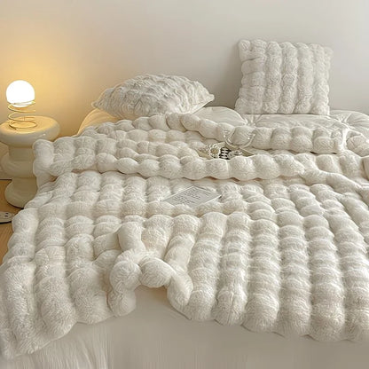 Soft Cozy Faux Fur Rabbit Blanket, Warm Thick