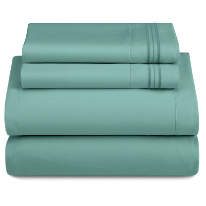 LUX Décor Sheet Set - 3 Piece Ultra-Soft Microfiber Bed Sheets with Flat Sheet, 16 Inches Deep Pocket Fitted Sheet