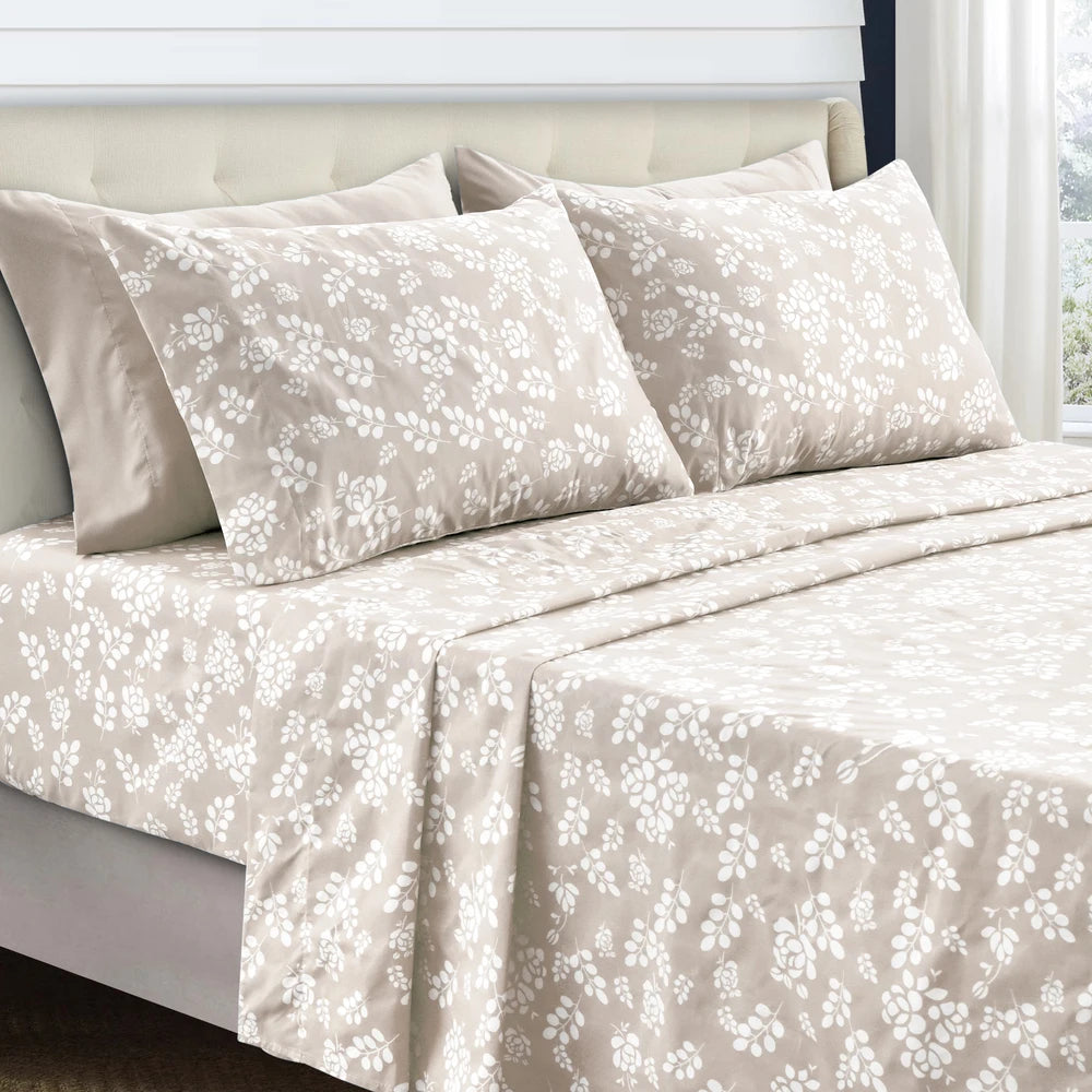 Floral Sheet's-3 Piece with Flat Sheet, Deep Pocket Fitted Sheet