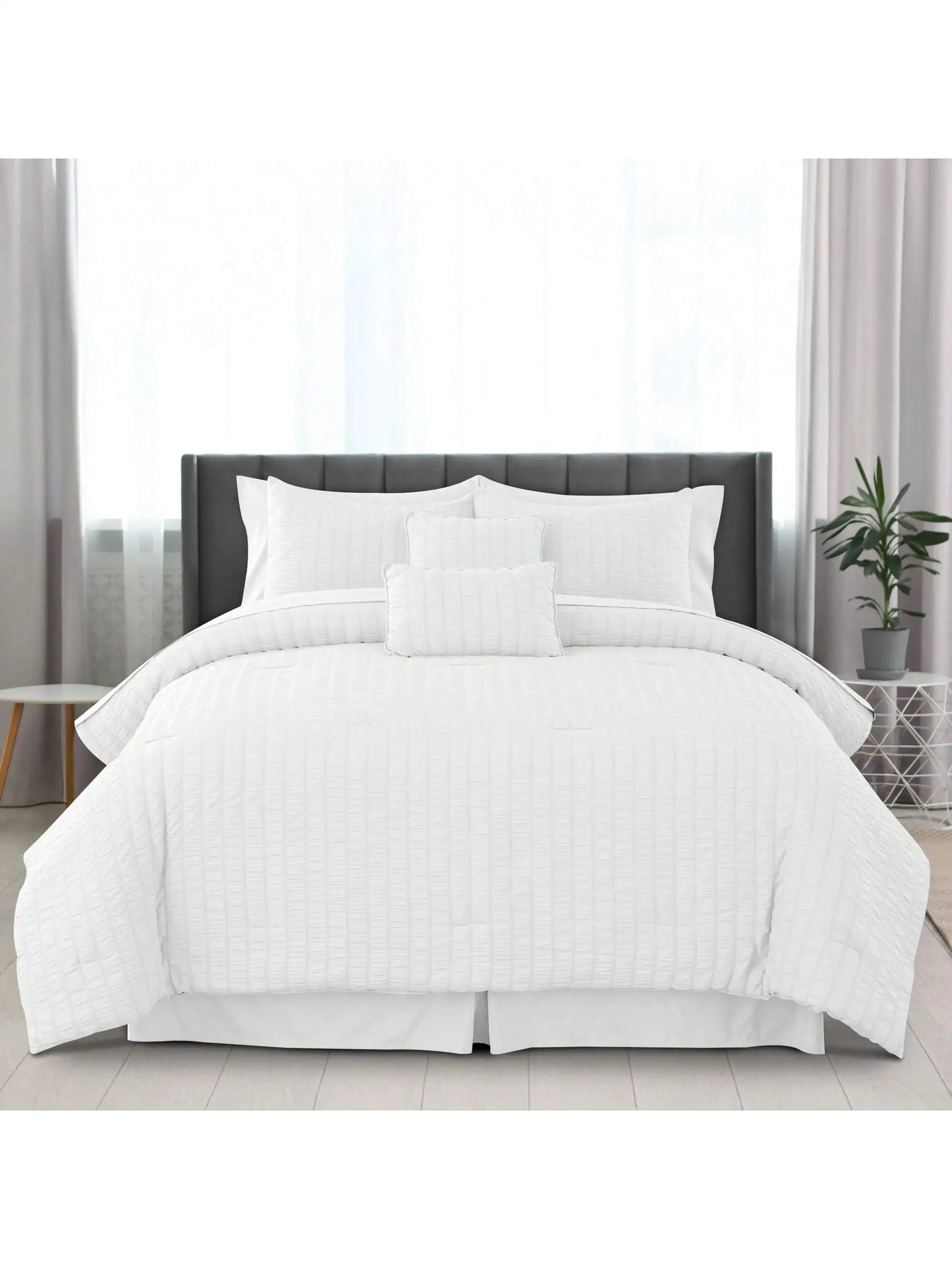 10 Piece Comforter Set, Seersucker Bed in a Bag