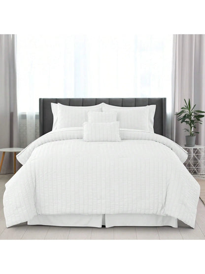 10 Piece Comforter Set, Seersucker Bed in a Bag