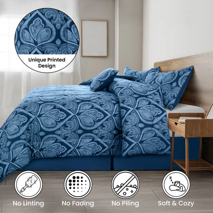 5pc Comforter Set, Printed Bedding Set, Bed in a Bag