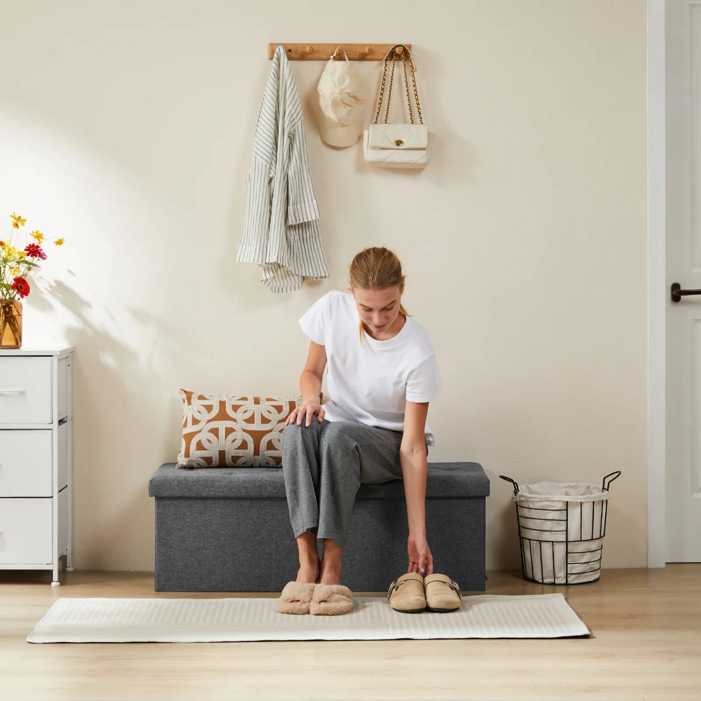 Ottoman Bench Hidden Storage Footstool Toy Box