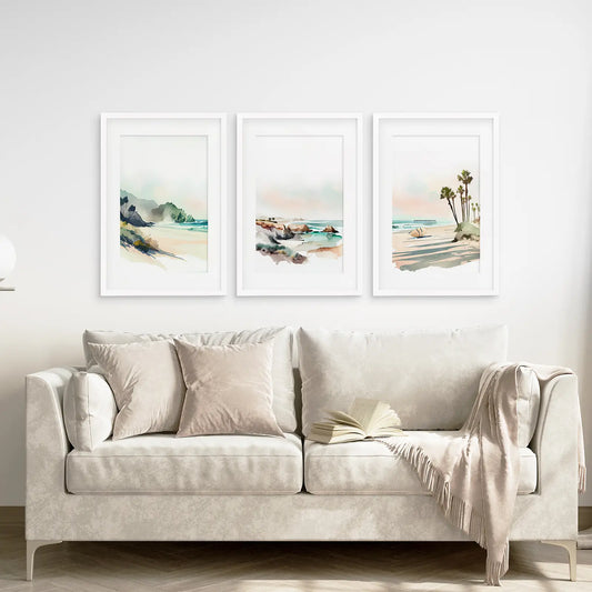 Set of 3 Tropical Ocean Scene Wall Art