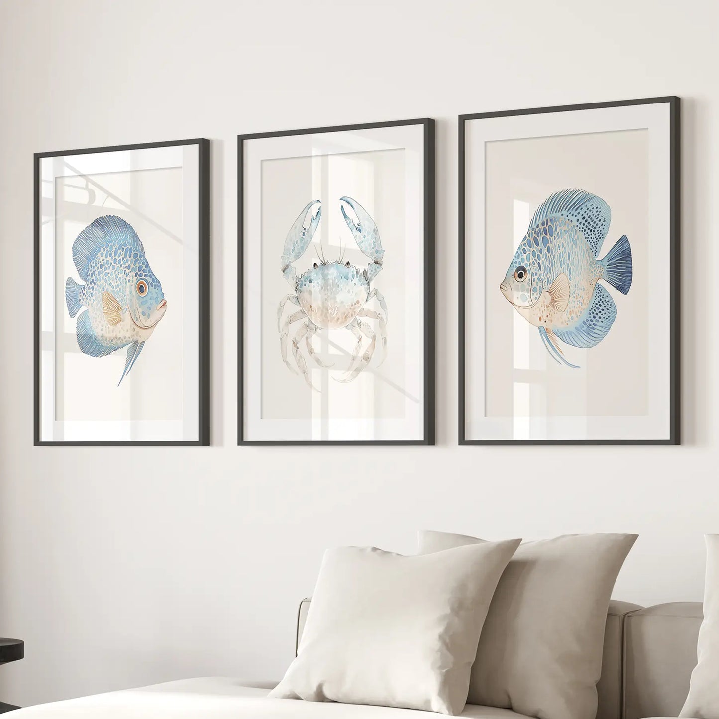 Marine Animals  Minimalist Ocean Life  Wall Art