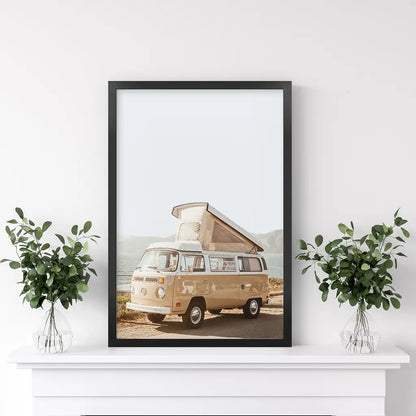 Yellow Vintage Hipster Van Wall Art