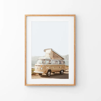 Yellow Vintage Hipster Van Wall Art