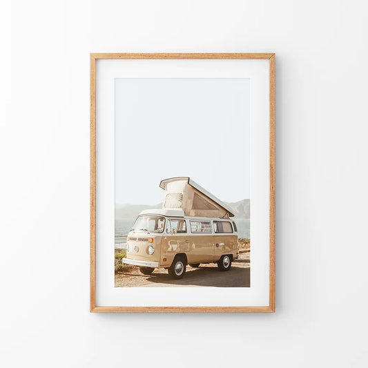 Yellow Vintage Hipster Van Wall Art