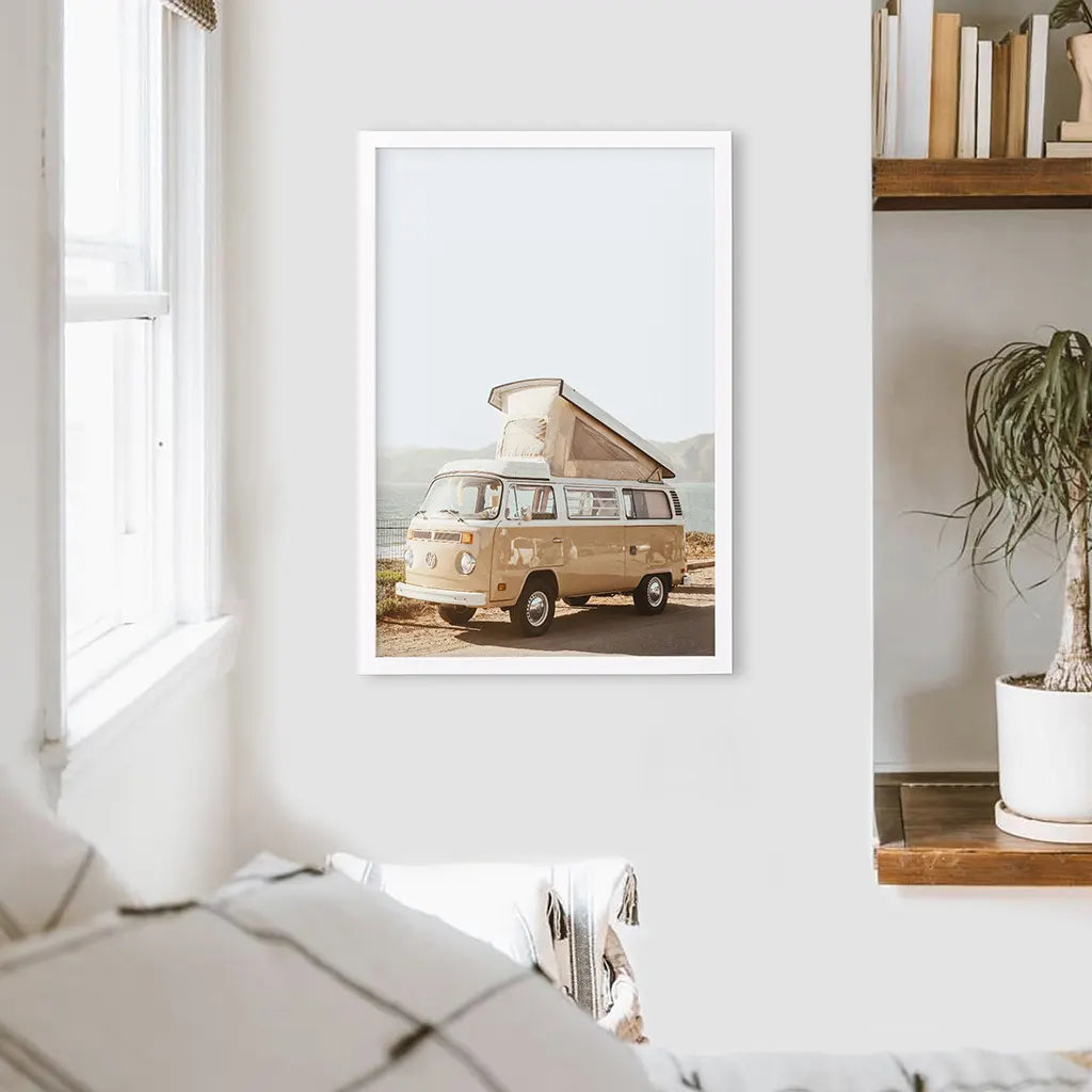 Yellow Vintage Hipster Van Wall Art