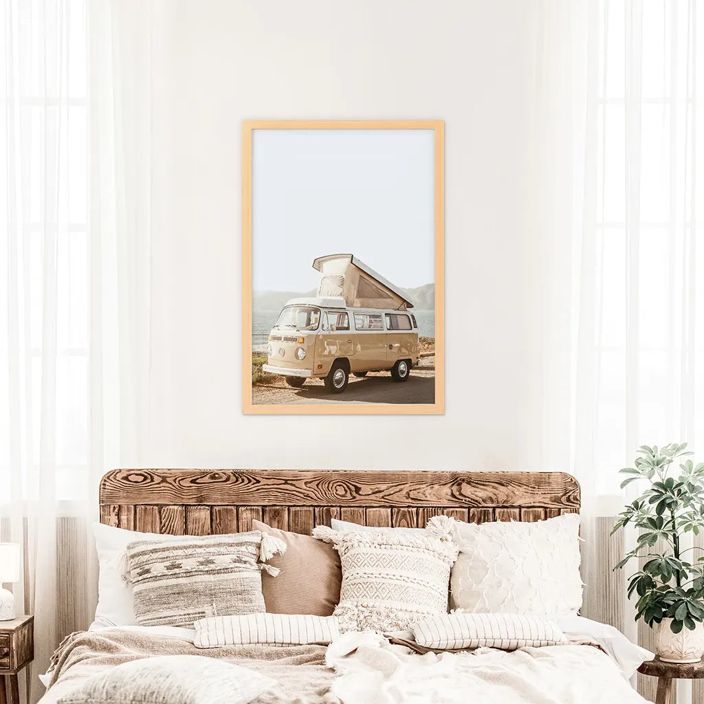 Yellow Vintage Hipster Van Wall Art