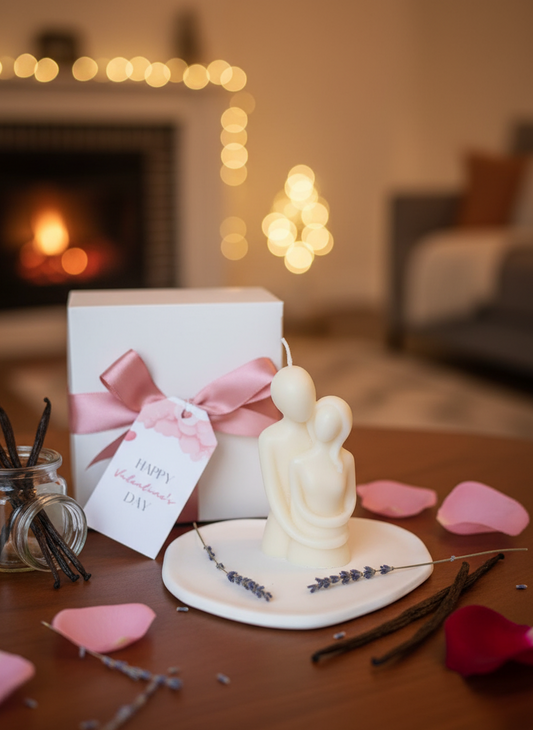 Cuddling Couple Candle — Romantic Sculptural Soy Wax