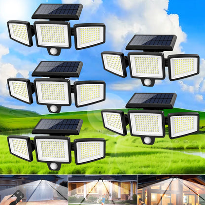 3-Head Solar Outdoor Light, Motion Sensor Security Light