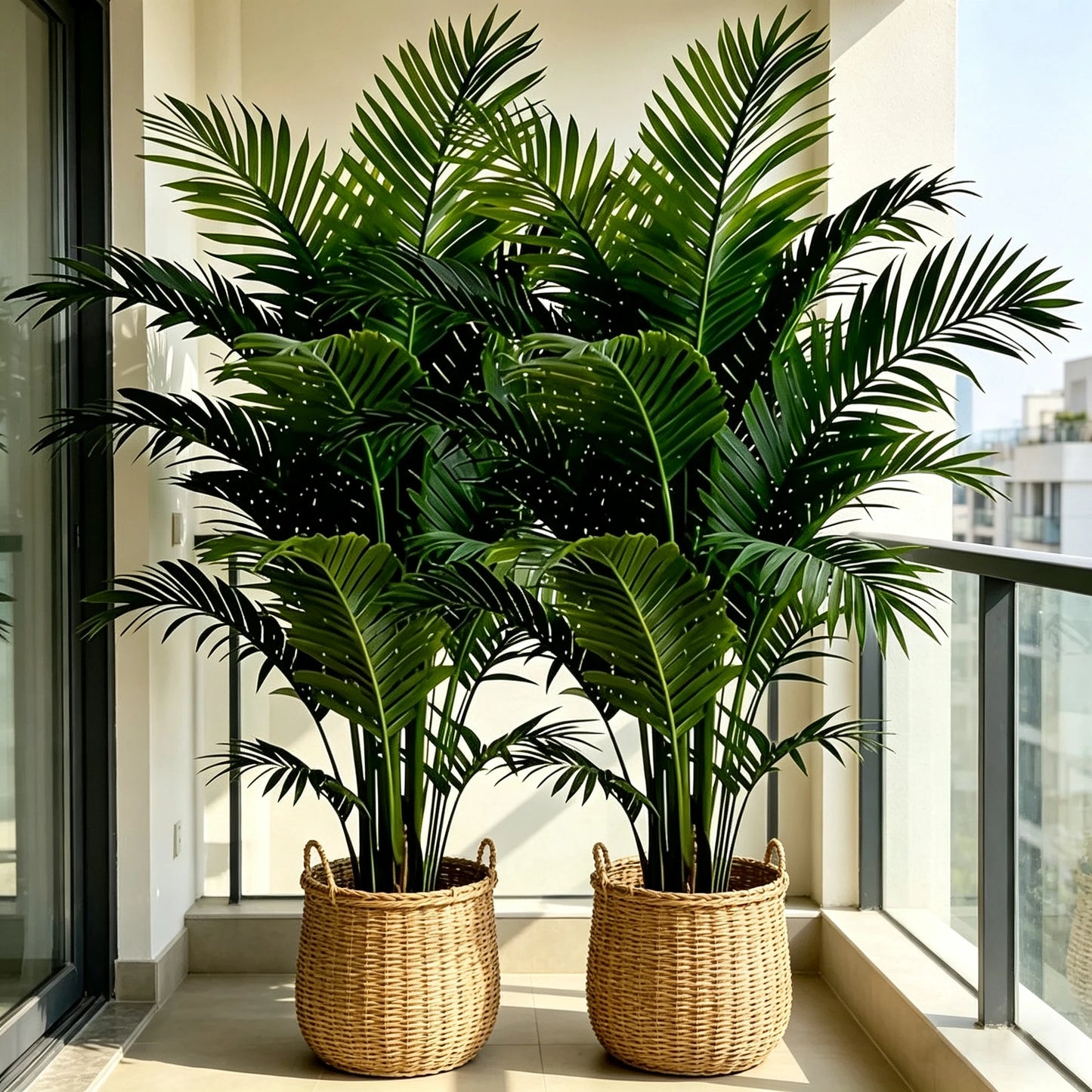 21 Inch Artificial Palm Tree, 2 Pack Fake Areca Palm Plant,