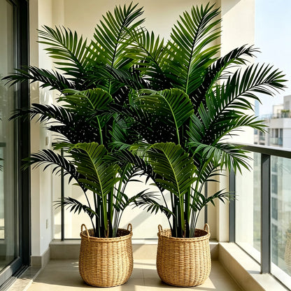 21 Inch Artificial Palm Tree, 2 Pack Fake Areca Palm Plant,