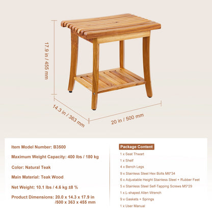 Bamboo Shower Bench  Waterproof Shower Stool, Chair