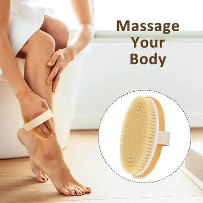 Natural Bristle Dry Body Brush — Smoother Skin in 5 Minutes a Day