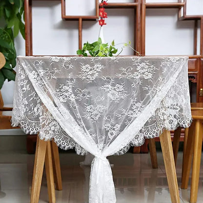 White Lace Tablecloth Vintage Embroidered
