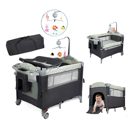 Pack n Play Portable Playard with Bassinet Baby Travel Crib with Changing Table Newborn to Toddler Folding Nursery Bed Playpen