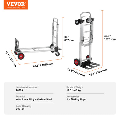 400lbs Folding Hand Truck Lightweight Dolly with Wheels