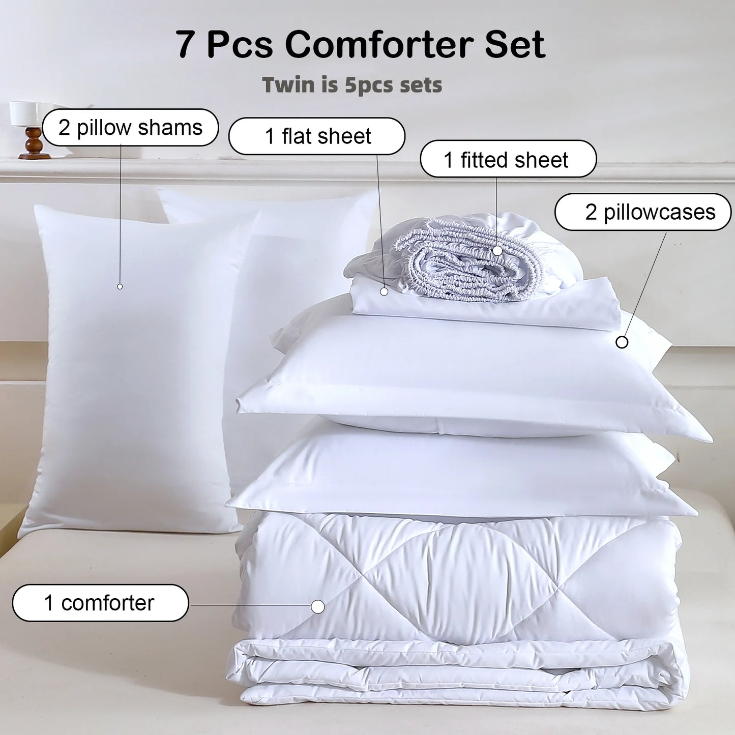 5pcs/7pcs Twin Full Queen King Bedding Sets, Comforter