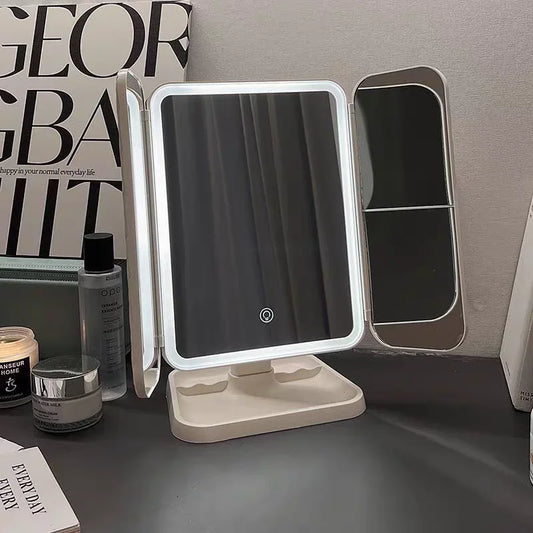 Trifold Makeup Mirror LED Lights