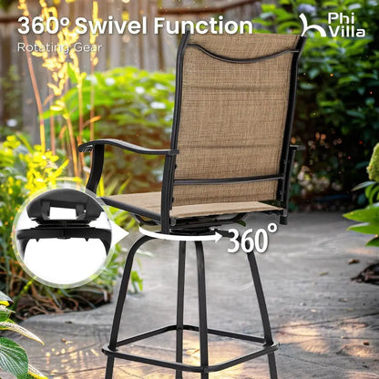 3 Piece Outdoor Swivel Bar Stools Set