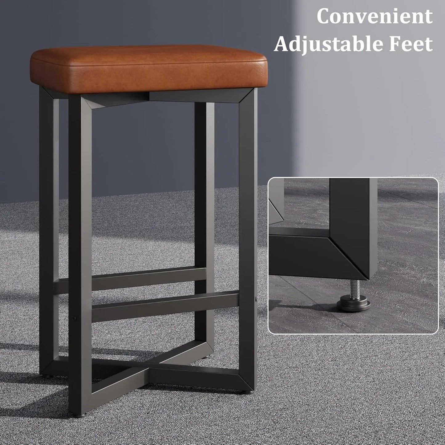2PCS 24" Bar Stools Set Counter Height Backless